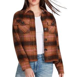 BB Dakota Steve Madden Cashew Plaid Boxy Shacket